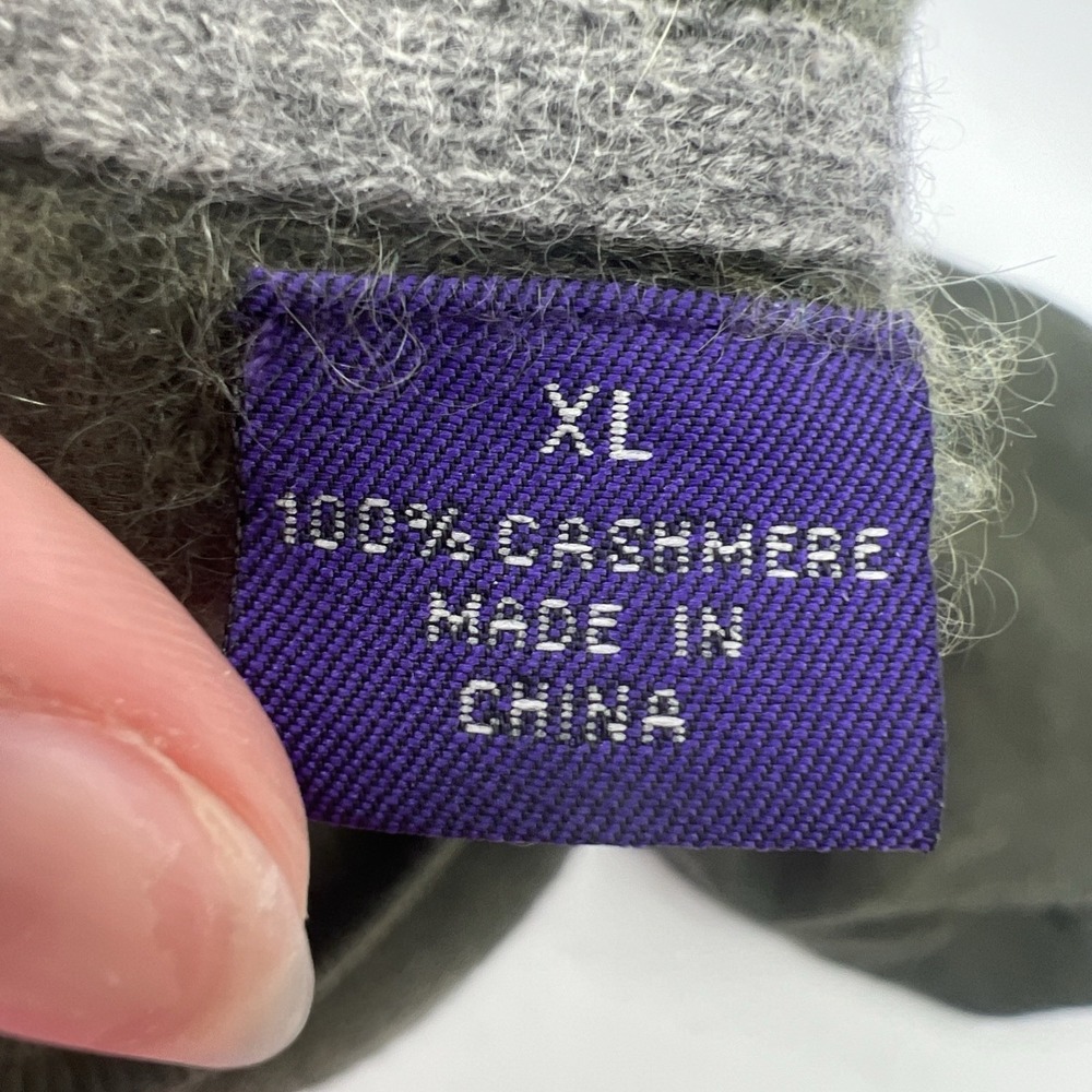 Alan Flusser Cashmere Sweater Men XL Green V Neck Preppy Hipster Old Money - Picture 5 of 11
